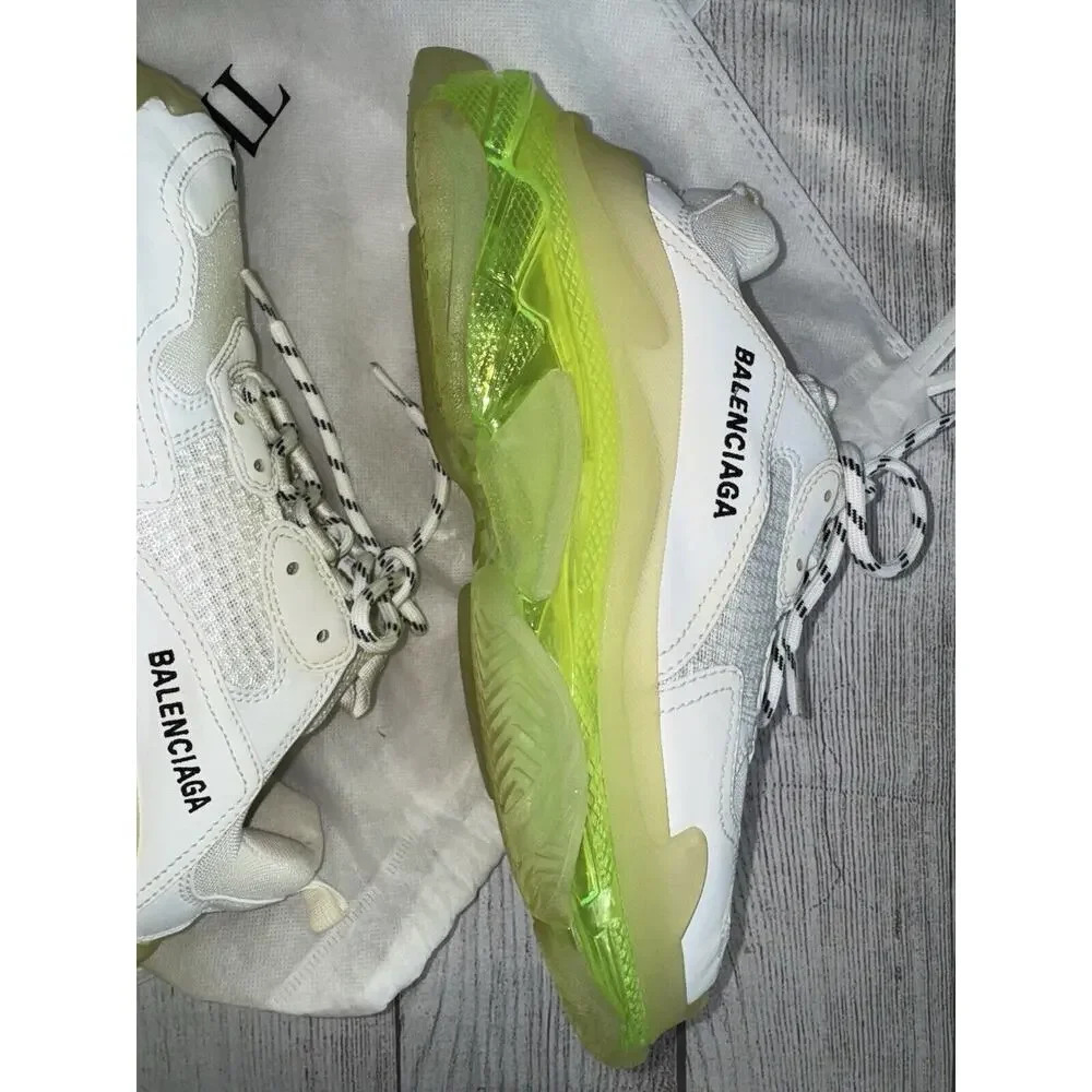 Balenciaga Triple S Womens Sneakers Size 40 EU / 10 US Neon Green Clear Sole - Picture 9 of 14
